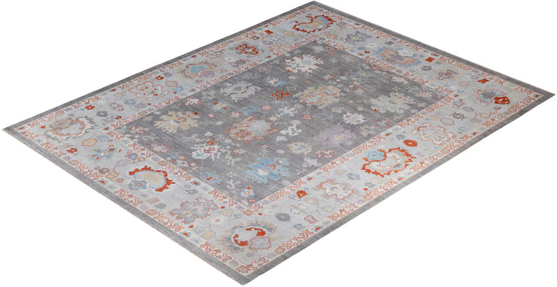 Oushak, One-of-a-Kind Hand-Knotted Area Rug  - Gray, 9' 1" x 11' 8"