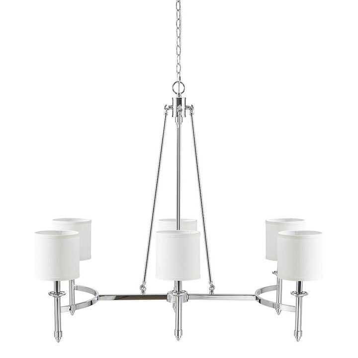 Martha Stewart Elegenza 6-light Chandelier with Fabric Drum Shades in Chrome Color