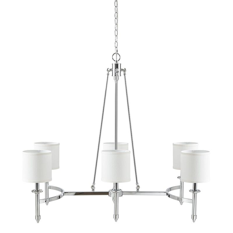 Martha Stewart Elegenza 6-light Chandelier with Fabric Drum Shades in Chrome Color