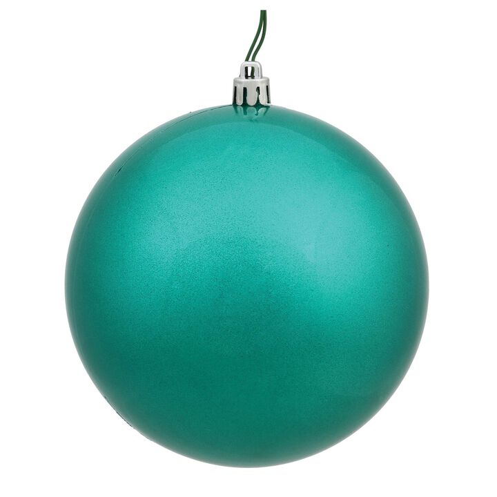 Vickerman N591542DCV Candy Ball Ornaments with Shatterproof UV Resistant, Pre-drilled Cap Secured & Green Floral Wire in 4 per Bag, 6", Teal