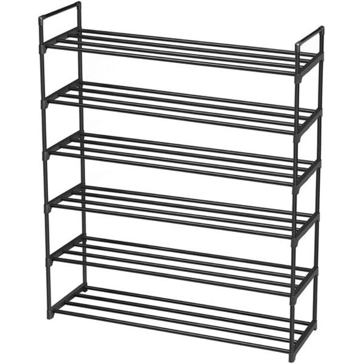 6-Tier Shoe Tower Shelf, Space-Saving Shoe Organizer for Hallway & Closet