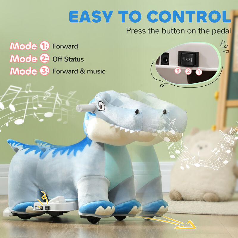 BreeBe 6V Kids Electric Ride on Animal Tyrannosaurus with Music Forward image number 5