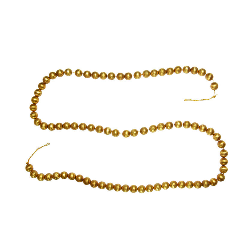 Handmade Embossed Metal Ball Garland, Gold Finish image number 0