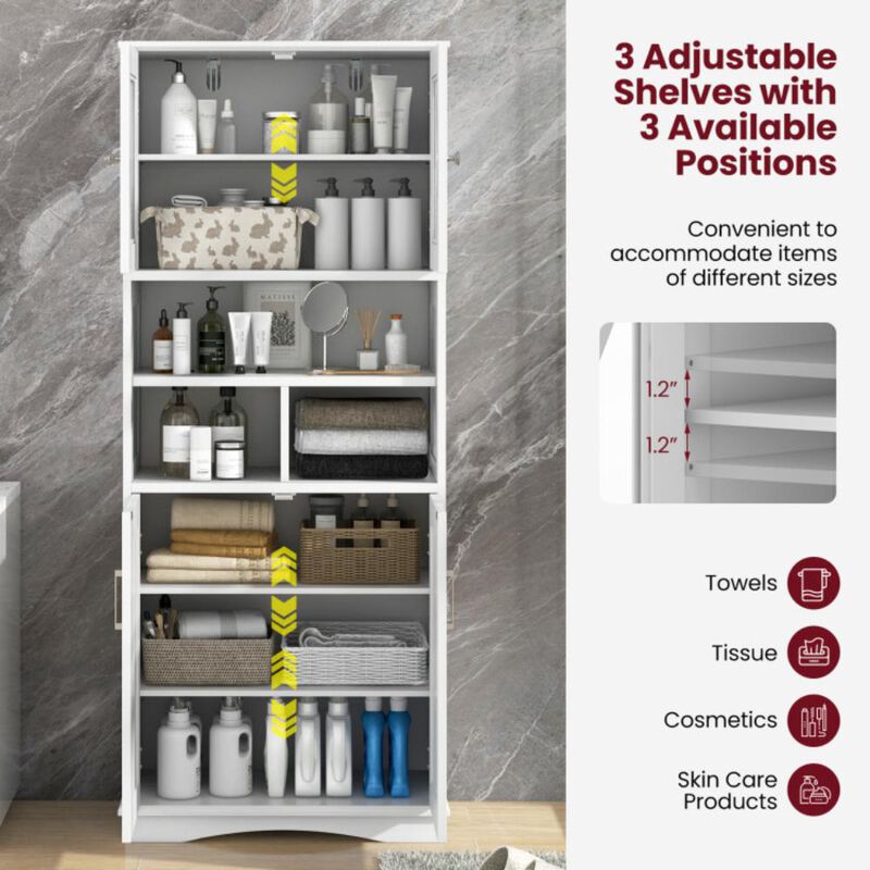 Hivvago Tall Bathroom Cabinet Large Floor Storage Cabinet with Acrylic Doors and 3 Cubes