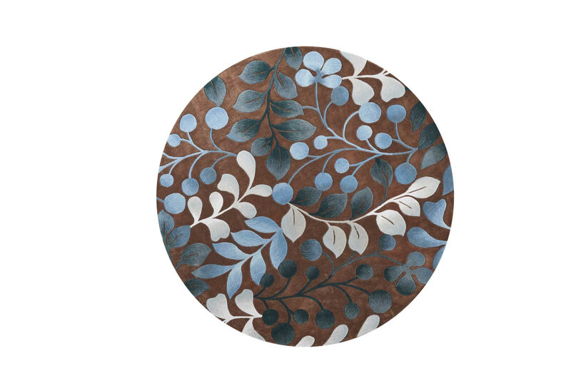 HomeRoots Botanical Leaves Round Rug image number 2