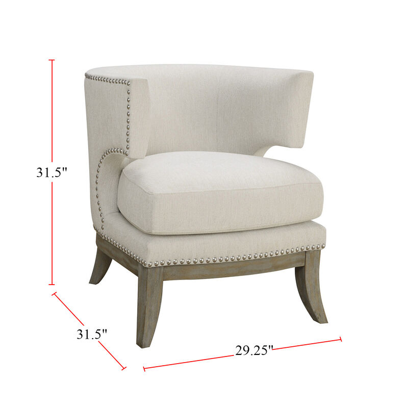 Upholstered Accent Chair with Barrel Back White image number 3