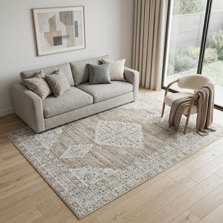 HomeRoots Abstract Distressed Area Rug
