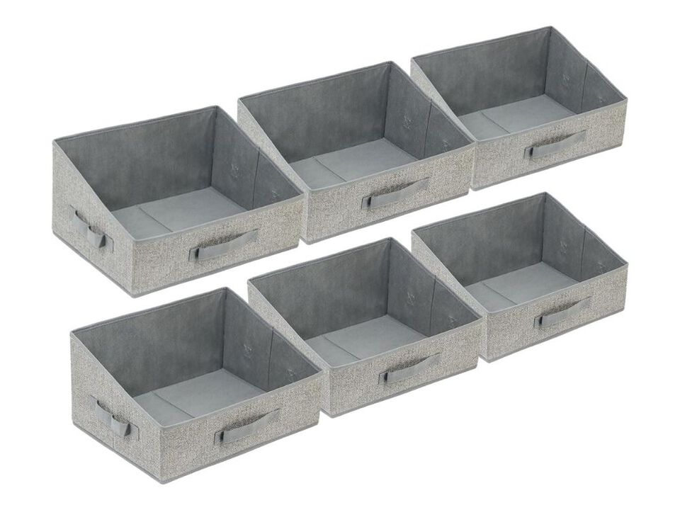 6 Pack Closet Storage Bins Gray Shelf Organizer Baskets for Clothes Toys