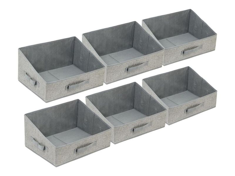 6 Pack Closet Storage Bins Gray Shelf Organizer Baskets for Clothes Toys image number 0