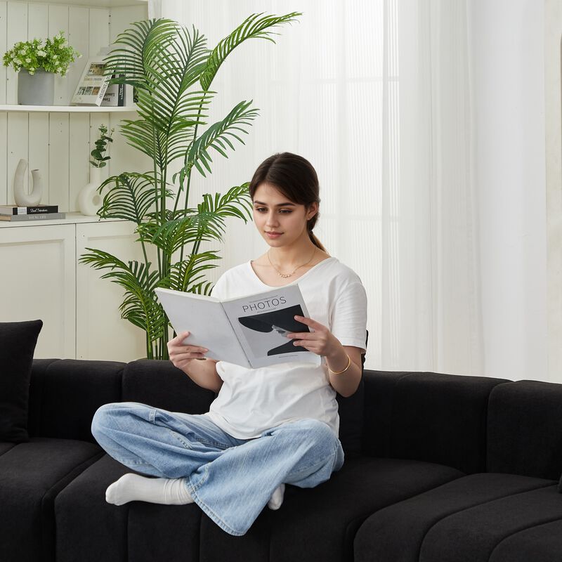 Figkos Morden Chenille curved sectional sofa image number 7