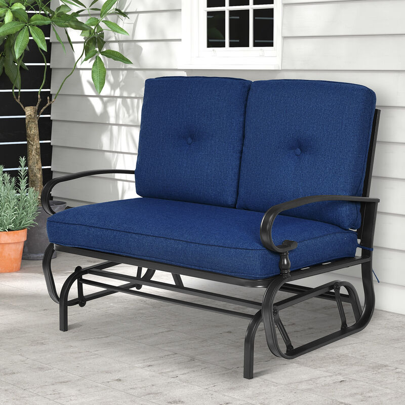 2 Seats Outdoor Swing Glider Chair with Comfortable Cushions