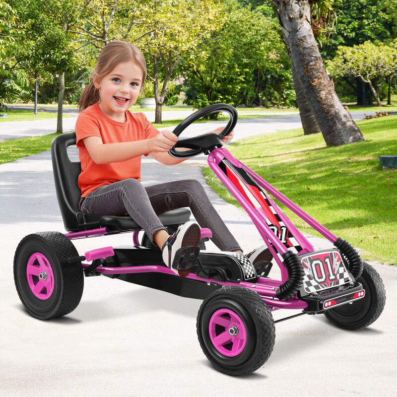 4-Wheel Kids Pedal Go-Kart Ride-On Racer Car for Outdoor Play image number 4
