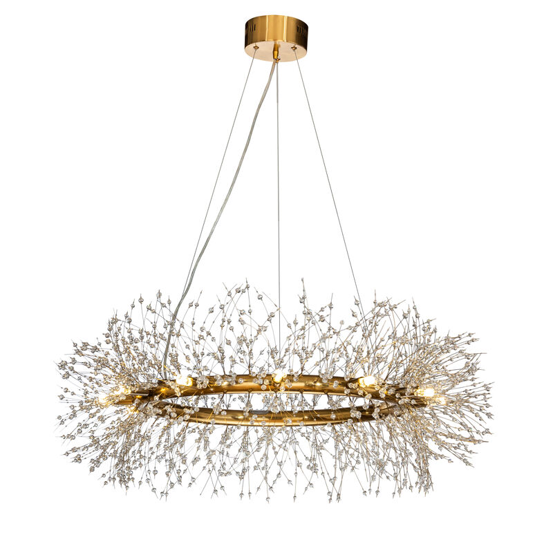 Modern Chandelier Crystal  Firework Round Pendant Ceiling Lighting For Dining Room image number 0