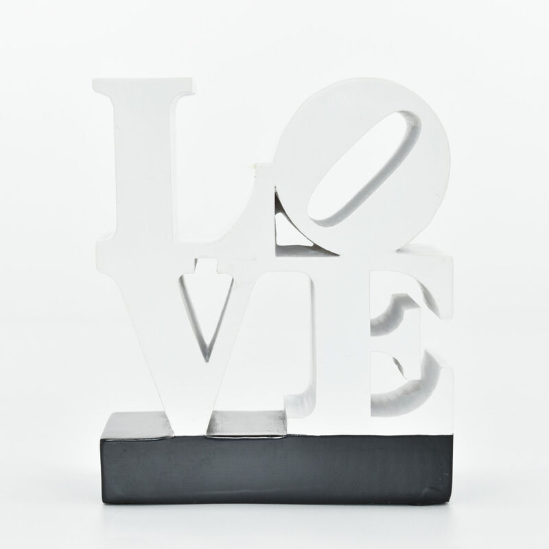HomeRoots 4" White And Black Resin Love Tabletop Sculpture image number 5