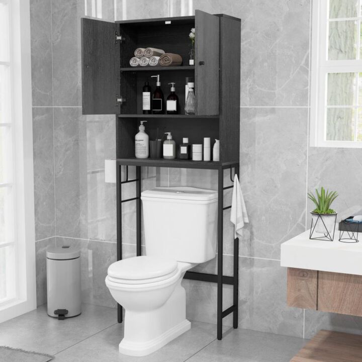 Hivvago Over The Toilet Storage Cabinet with 2 Doors and Adjustable Shelf