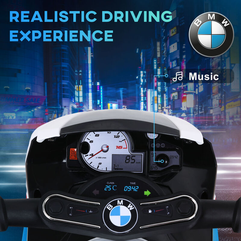 BreeBe 6V 3 Wheeled Electric Motorcycle, Kids Motorcycle Licensed BMW with Headlight, Music image number 3