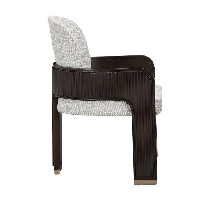 Michael Amini West Kensington Dining Arm Chair - Buff/Medium Espresso