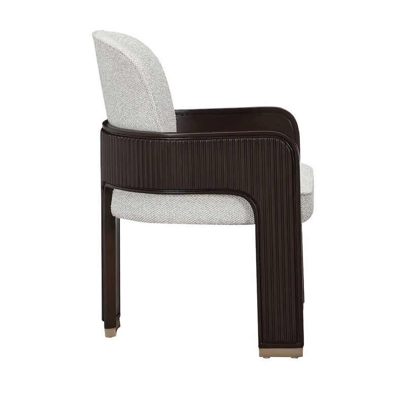 Michael Amini West Kensington Dining Arm Chair - Buff/Medium Espresso