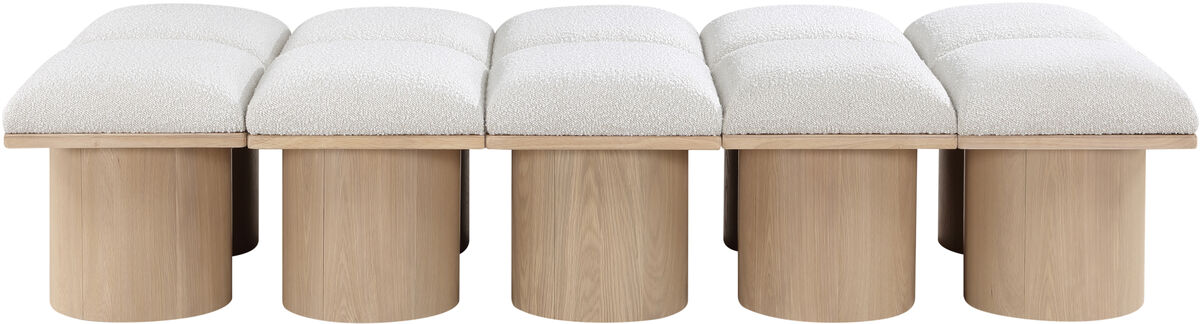 Meridian Furniture Pavilion Cream Boucle Fabric Bench