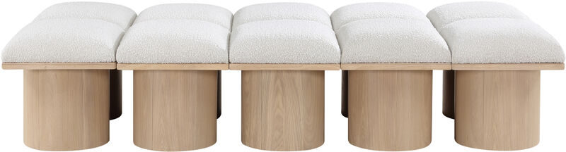 Meridian Furniture Pavilion Cream Boucle Fabric Bench