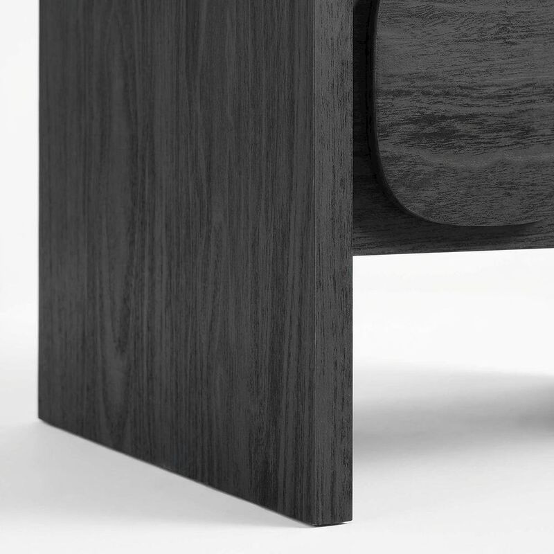 Gray Wood Nightstand with 2 Drawers and Modern Design image number 5