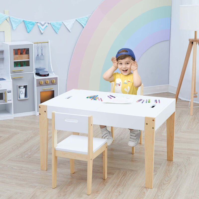 Fantasy Fields -  Play table & Chairs 3 pcs set with storage and 2 way table top - White