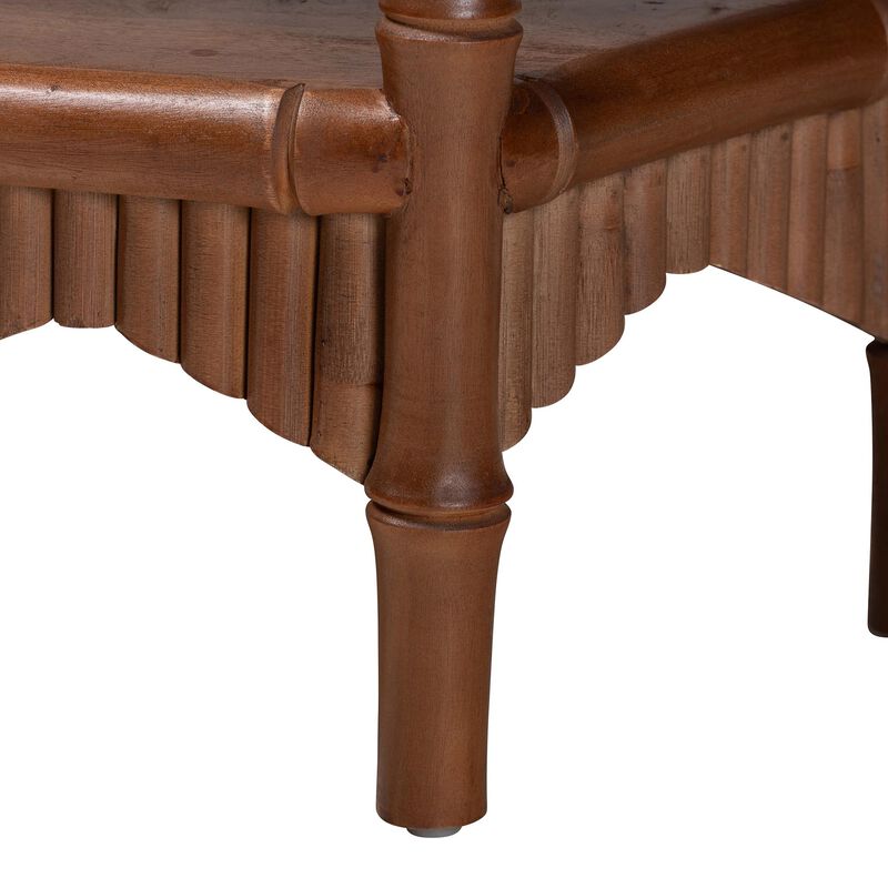 bali & pari Alessa Mahogany Wood Console Table - Fluted Wood Accent Table with Bamboo Motif and Two-Tier Display for Living Room, Entryway, or Hallway, 32 in. image number 5