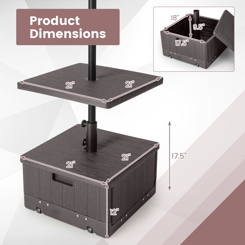 175 LBS Outdoor Fillable Umbrella Base with Table Tray