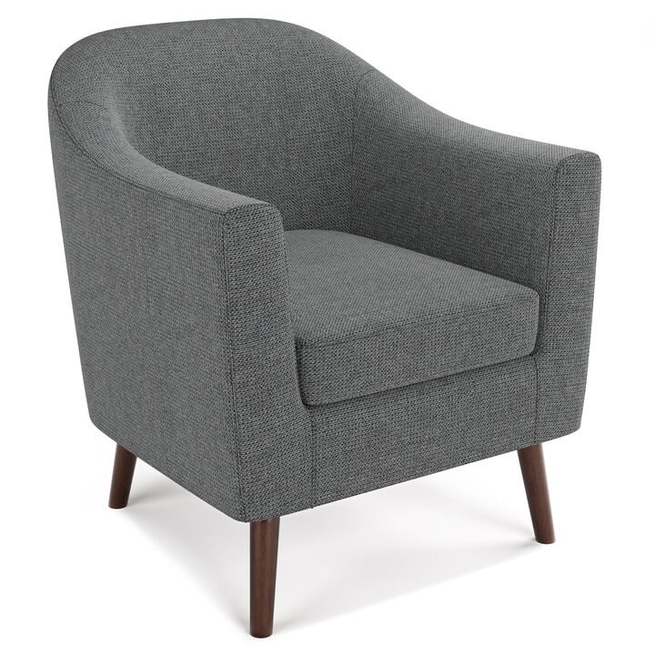Thorne 30 inch Wide Contemporary Accent Chair in Shadow Grey Linen look fabric
