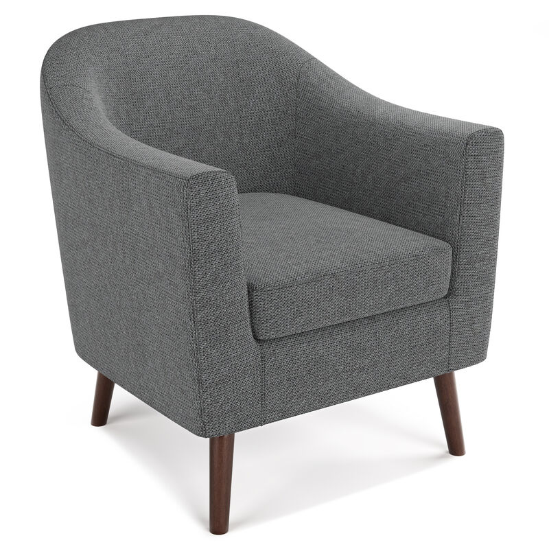 Thorne 30 inch Wide Contemporary Accent Chair in Shadow Grey Linen look fabric