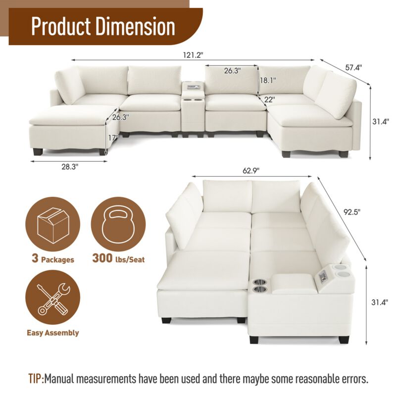 Largan U-Shaped Cloud Sectional Sofa image number 9