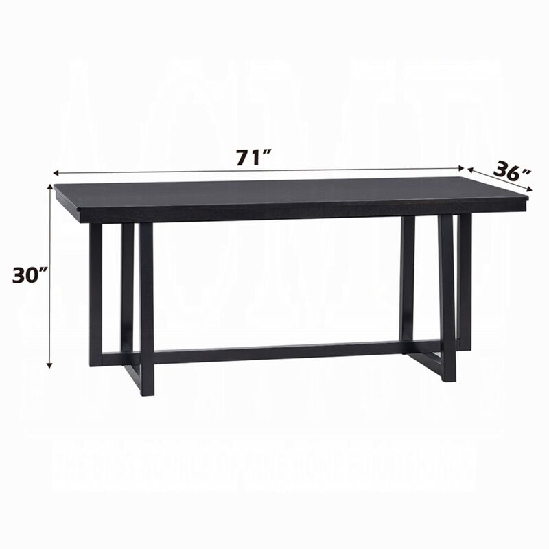 Jory Dining Table, 71 Inch Rectangular Top, Trestle Legs, Modern Black
