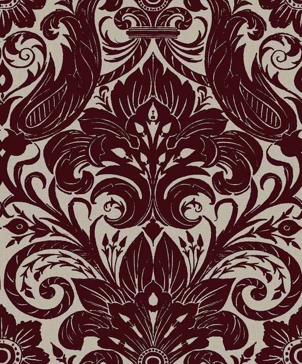 Off The Wall Damask Sauvage Red Wallpaper LB25170