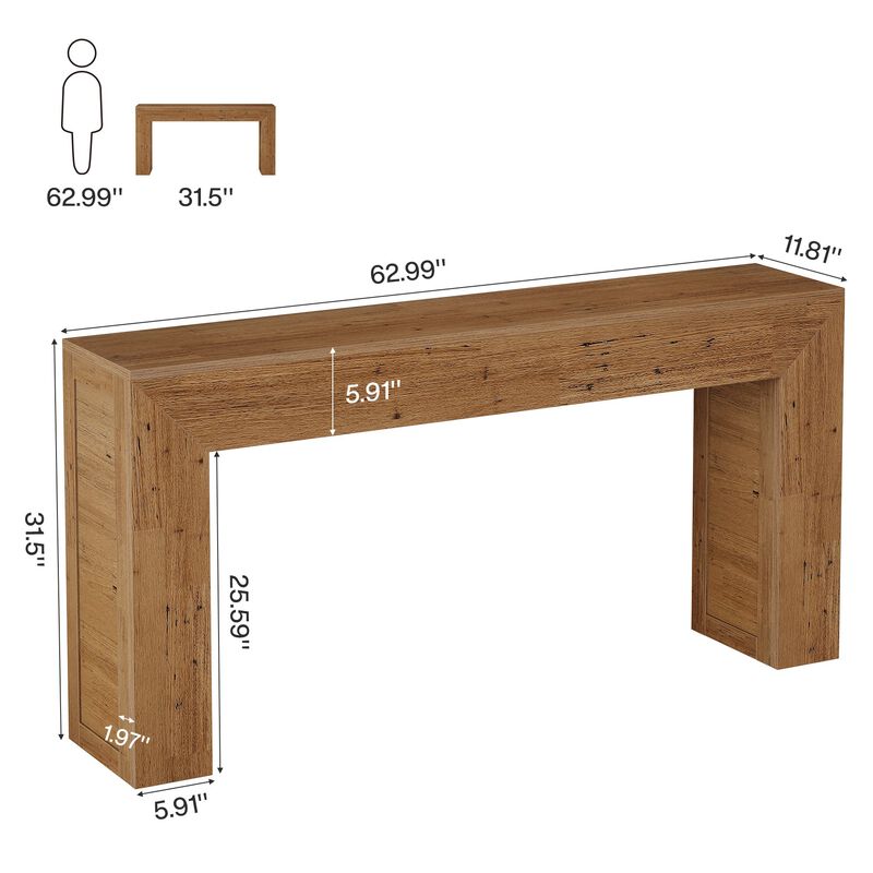 Farmhouse Sofa Console Table for Entryway or Hallway-Brown image number 2