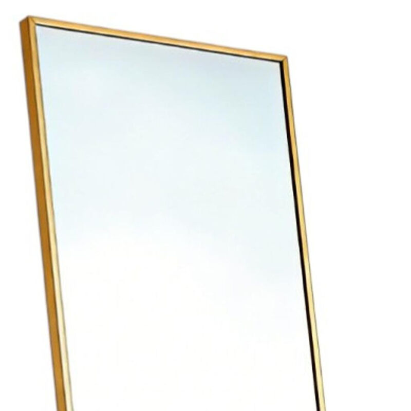 HomeRoots 70" Gold Aluminum Freestanding And Wall Mounted Framed Full Length Mirror image number 3