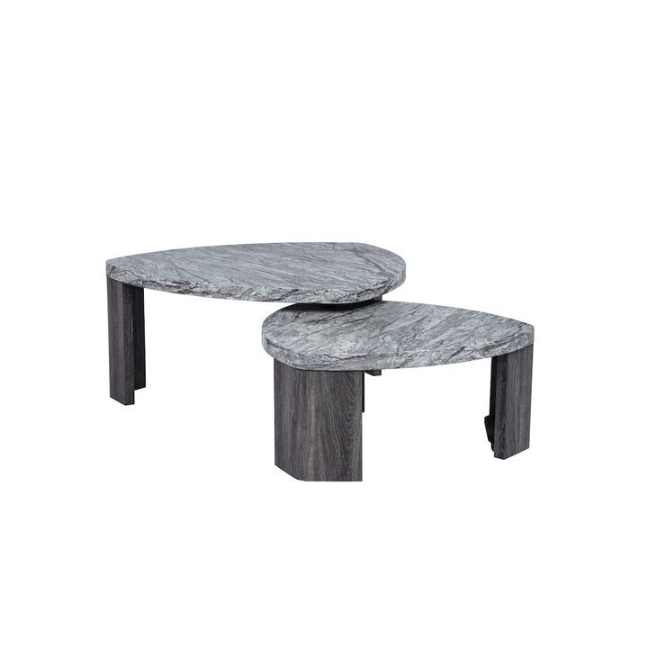 Tvoro 2-Piece Swivel Coffee Table Set, Granite Gray and Greige