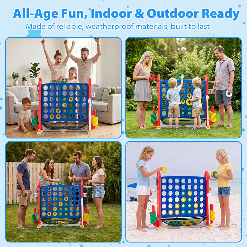 Portable 4 in 1 Row Connect Game with Mesh Net and Adjustable Height image number 5