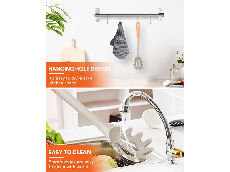 Badiano Silicone Pasta Fork, Kitchen Heat Resistant Noodle Spoon Server