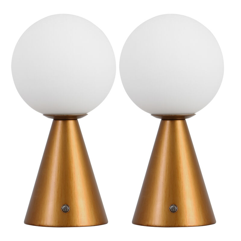 Macie 11.75" Modern Minimalist Globe Rechargeable/Cordless Dimmable Integrated LED Table Lamp with Touch Sensor