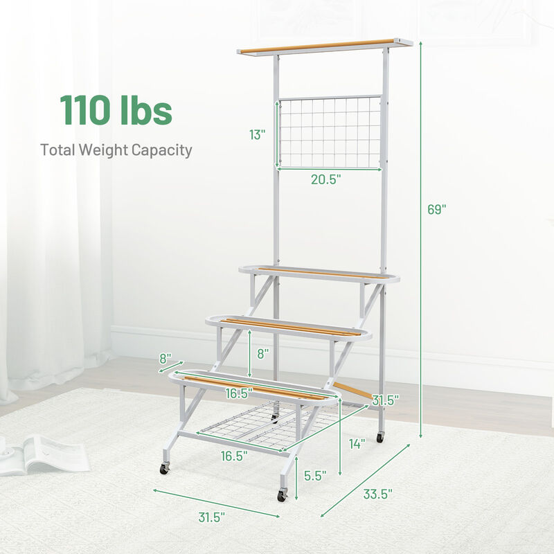 4-Tier Hanging Plant Stand with Hanging Bar