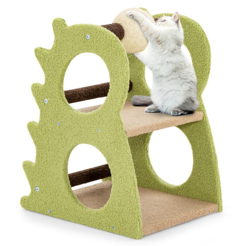 Hivvago 2-Tier Modern Cat Tree for Indoor Cats with Rotatable Sisal Scratching Ball