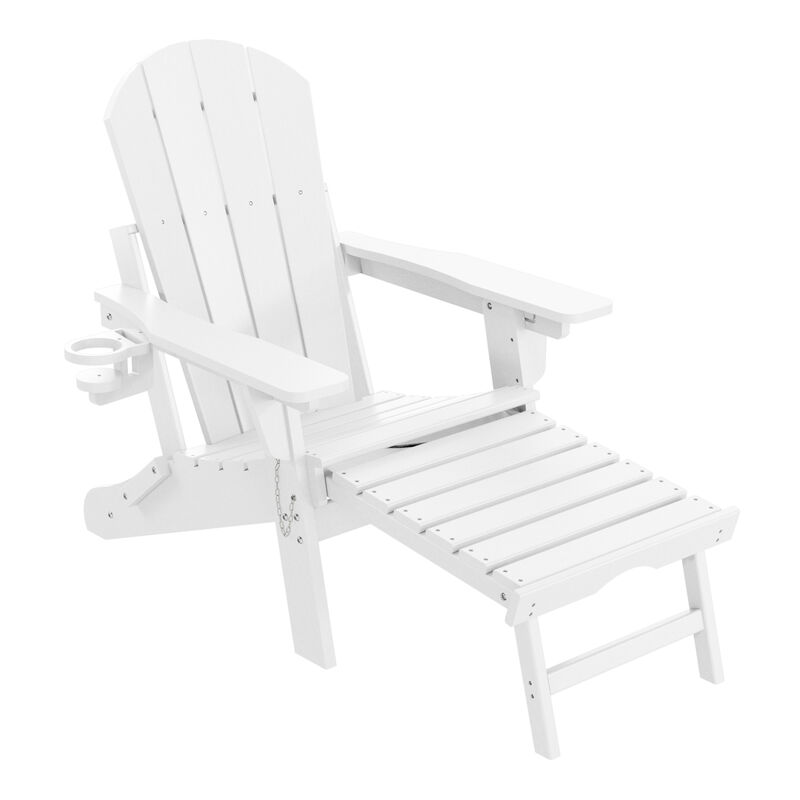 WestinTrends Folding Adjustable Adirondack Chair with Retractable Ottoman and Cup Holder (Set of 2) image number 2