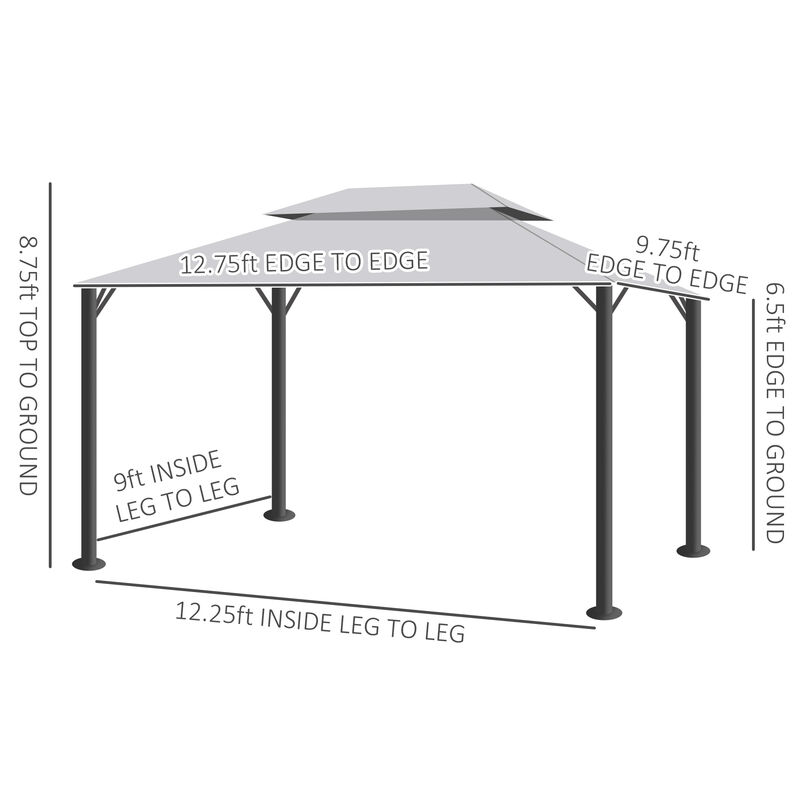 Outsunny 10' x 13' Patio Gazebo, Outdoor Gazebo Canopy Shelter with Netting and Curtains, Aluminum Frame for Garden, Lawn, Backyard and Deck, Gray