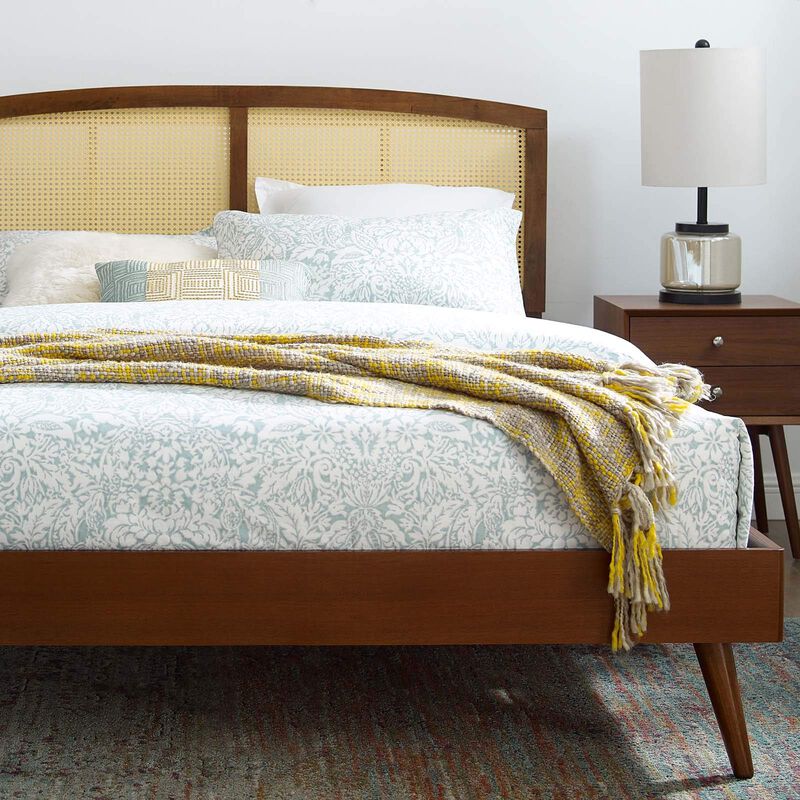 Modway - Sierra Cane and Wood King Platform Bed with Splayed Legs image number 9