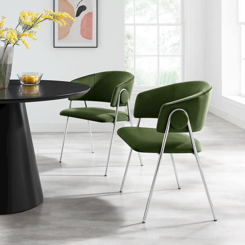 Modway Nella Upholstered Performance Velvet Dining Chair Set of 2