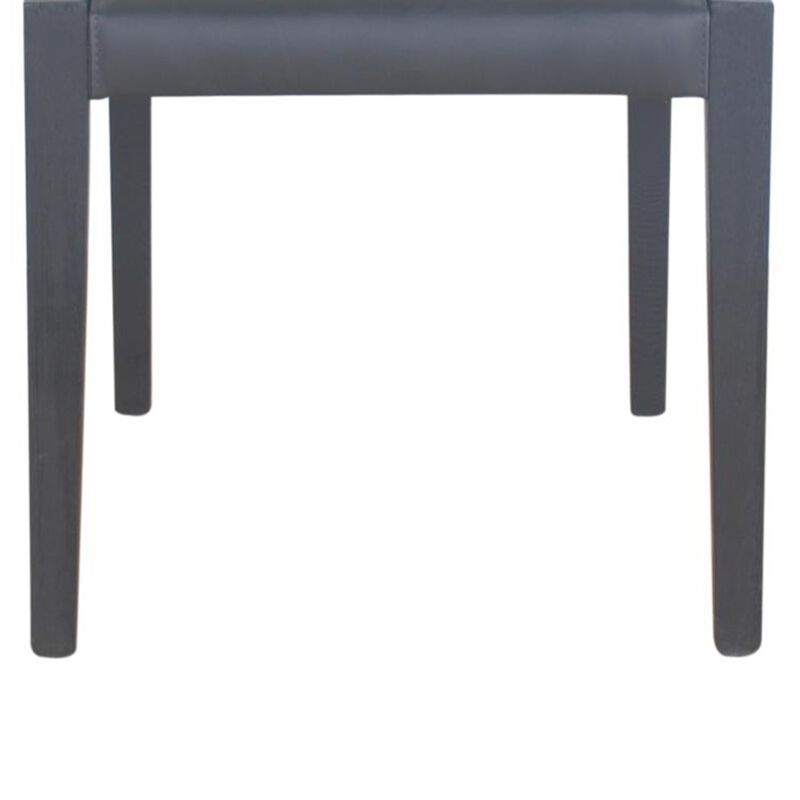 Dining Chair Set of 2, Black Fabric, Open Back, Matte Black Ash Wood - Benzara