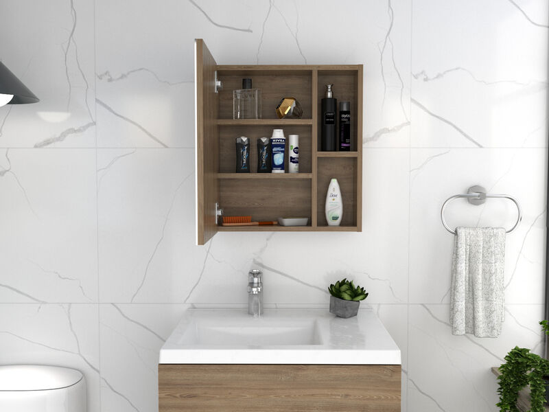 DEPOT E-SHOP Andes Medicine Single Door Cabinet With Mirror, Five Interior Shelves, White