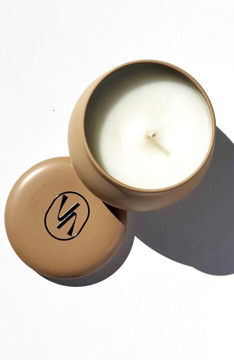 Mini Scented Travel Candle With Cotton Wick In Ganja Suede