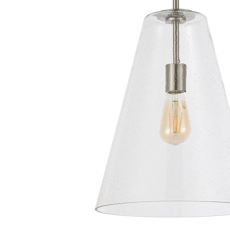 Arlo 1-Light Mid-Century Modern Iron/Seeded Glass LED Pendant