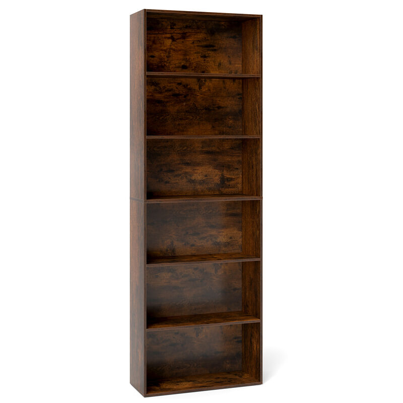 Freestanding 6-Tier Bookcase with Open Storage and Anti-Tip Protection